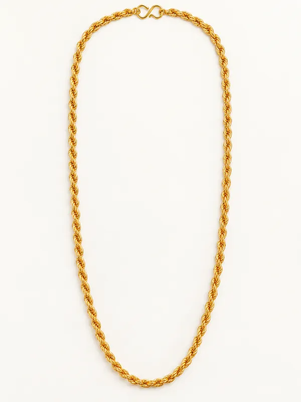Gold_Plated_Fine_Woven_Chain_for_Men_–_20_Inch_with_S-Type_Hook