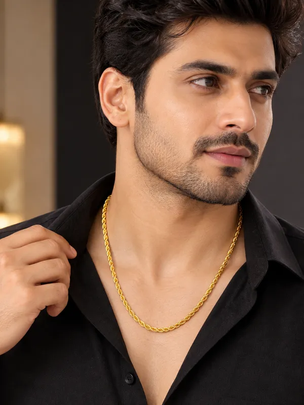 Gold_Plated_Fine_Woven_Chain_for_Men_–_20_Inch_with_S-Type_Hook