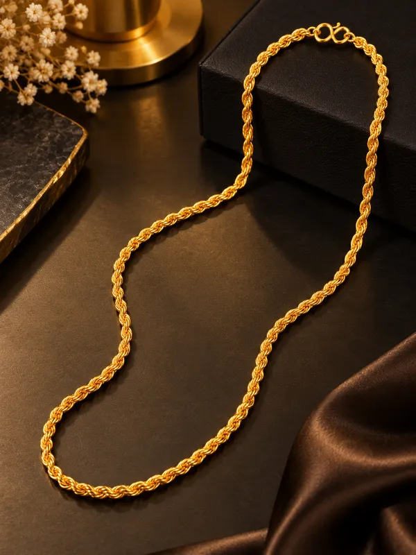 Gold_Plated_Fine_Woven_Chain_for_Men_–_20_Inch_with_S-Type_Hook