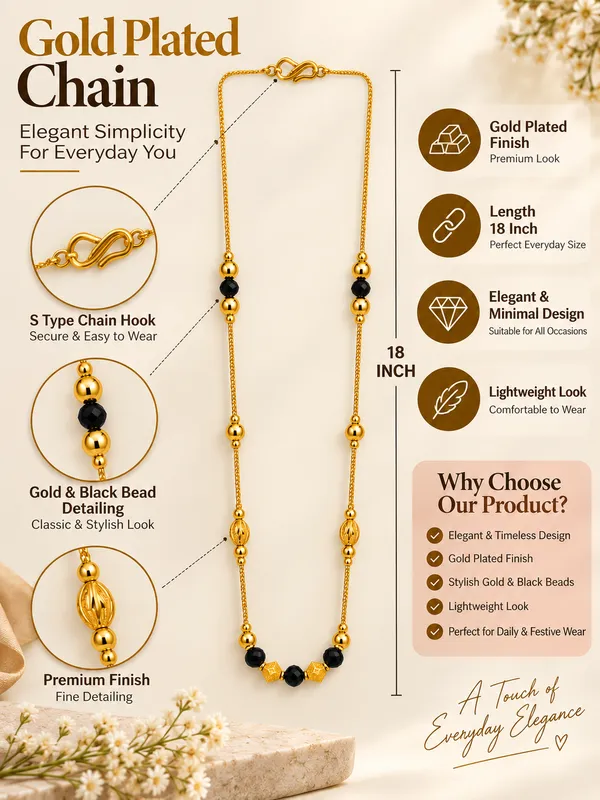 Gold_Plated_Gold_&_Black_Beaded_Chain_-_18_Inch