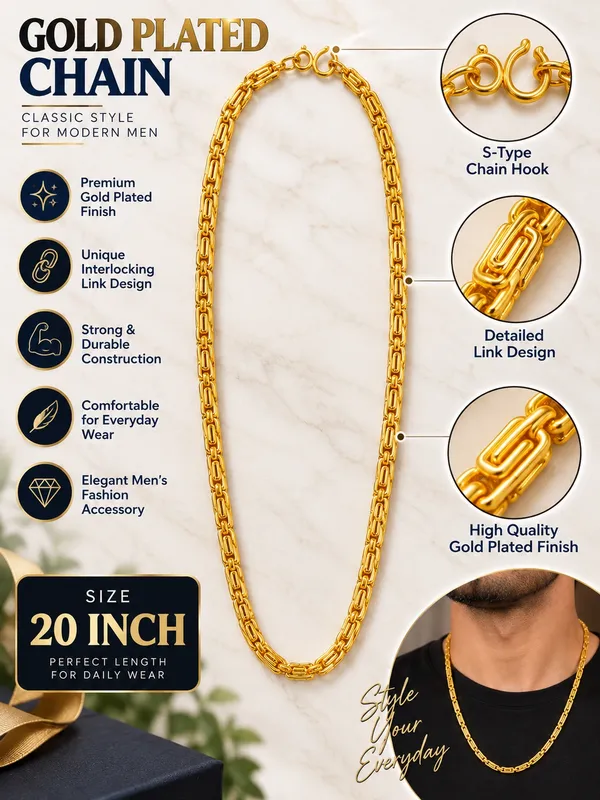 Gold_Plated_Interlocking_Link_Chain_for_Men_–_20_Inch_with_S-Type_Hook