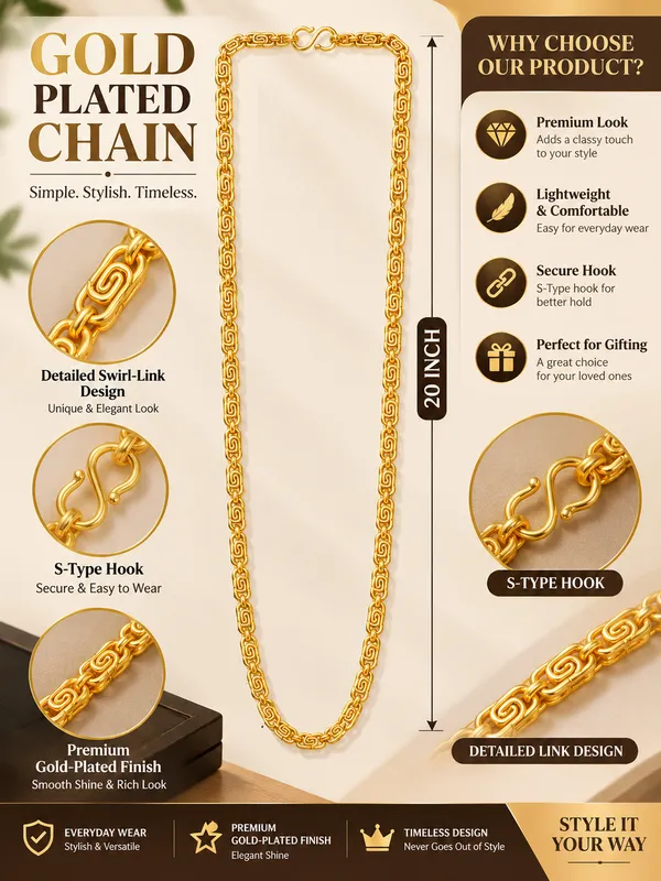 Gold_Plated_Swirl-Link_Chain_for_Men_–_20_Inch_with_S-Type_Hook