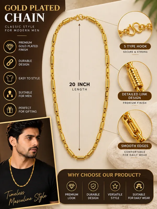 Gold_Plated_Textured_Segment_Chain_for_Men_–_20_Inch_with_S-Type_Hook