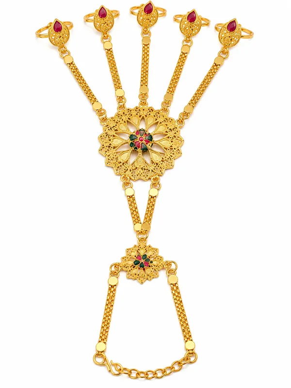 Gold_Plated_Traditional_Floral_Panja_Hand_Harness_with_Finger_Rings