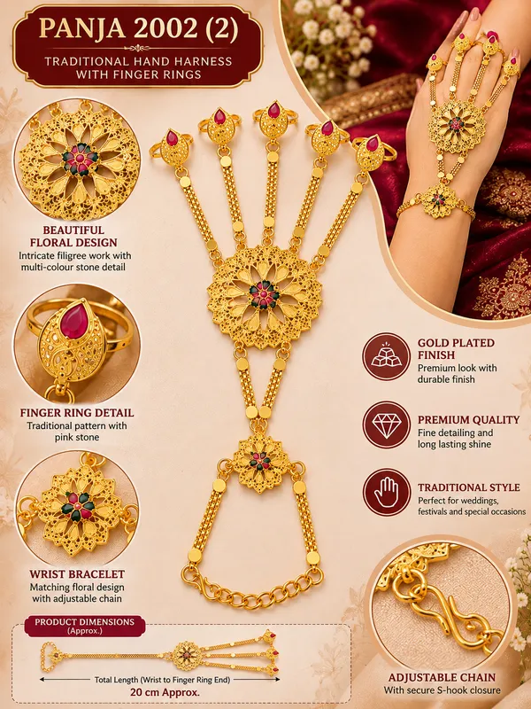 Gold_Plated_Traditional_Floral_Panja_Hand_Harness_with_Finger_Rings