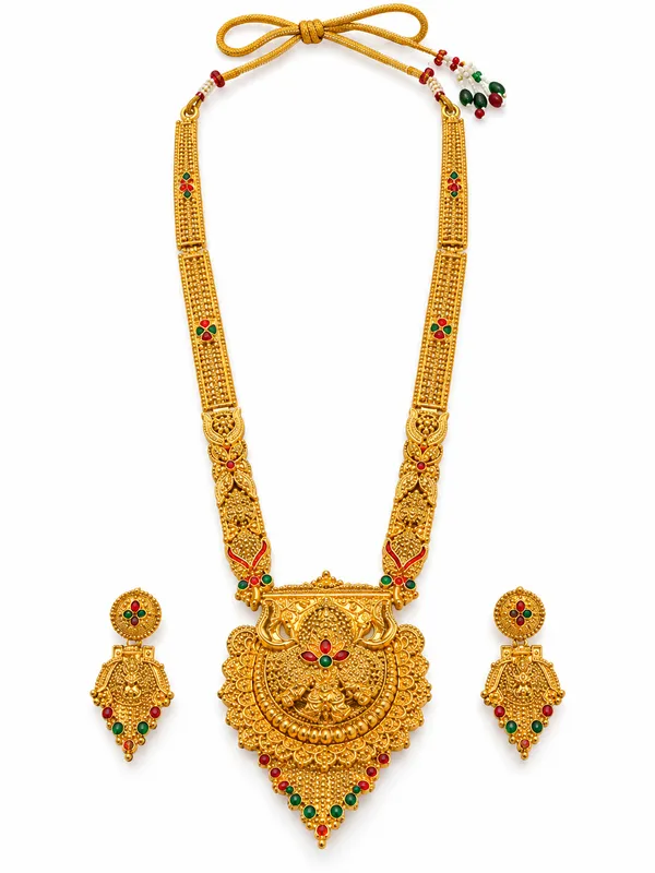 Gold_Plated_Traditional_Necklace_Set_with_Matching_Earrings_and_Adjustable_Dori