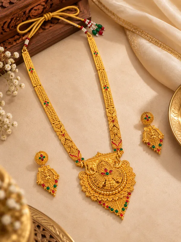Gold_Plated_Traditional_Necklace_Set_with_Matching_Earrings_and_Adjustable_Dori