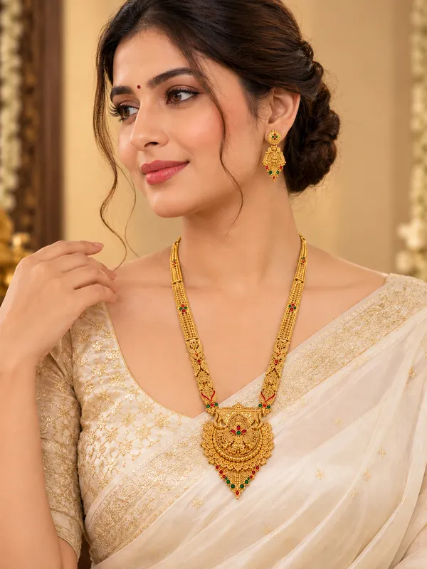 Gold_Plated_Traditional_Necklace_Set_with_Matching_Earrings_and_Adjustable_Dori