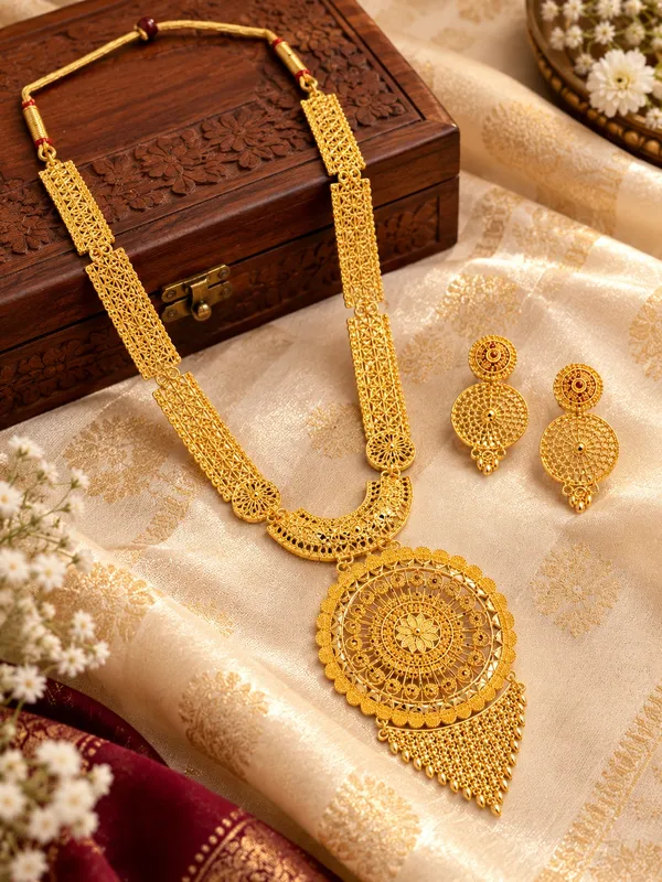Gold_Plated_Traditional_Necklace_Set_with_Matching_Earrings_for_Women__Adjustable_Dori