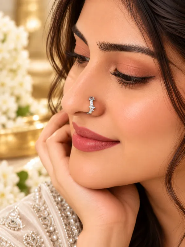 Women's_Silver-Plated_Clear_Stone_Non-Piercing_Clip-On_Nose_Pin