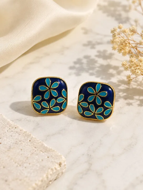 Meenakari_Square_Stud_Earrings_with_Blue_&_Turquoise_Floral_Enamel_Design