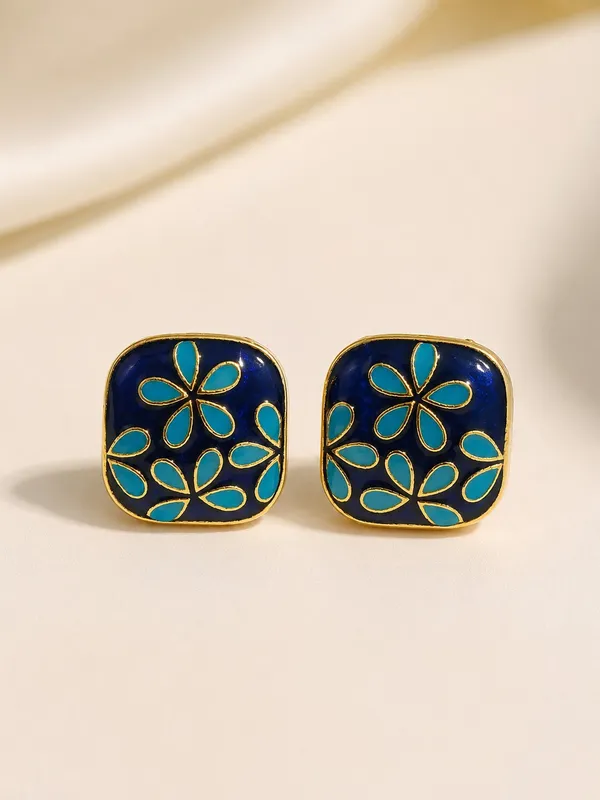 Meenakari_Square_Stud_Earrings_with_Blue_&_Turquoise_Floral_Enamel_Design
