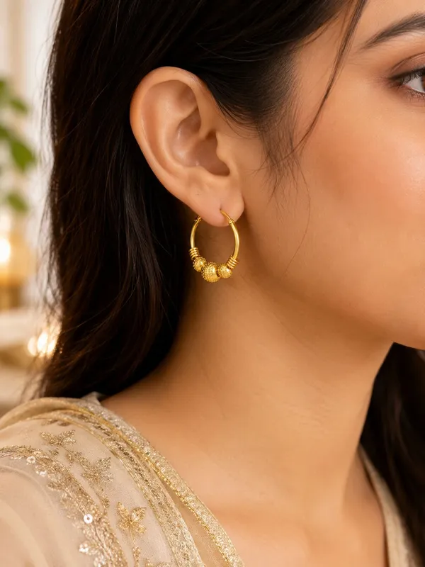One_Gram_Gold_Plated_Bali_Hoop_Earrings_with_Textured_Bead_Design
