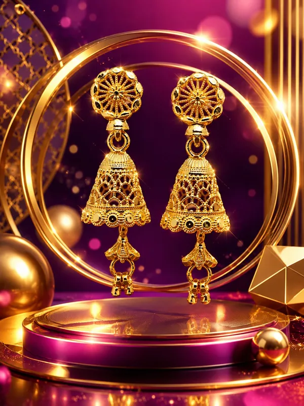 One_Gram_Gold_Plated_Floral_Filigree_Jhumka_Earrings