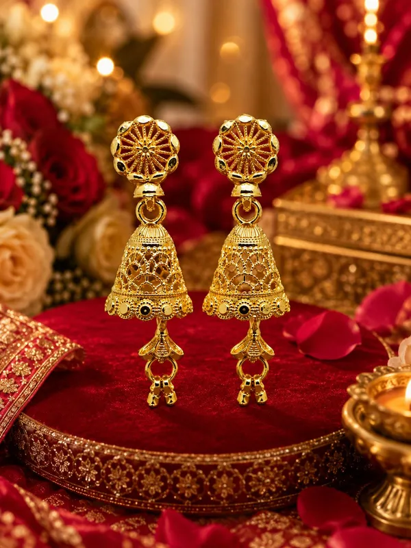One_Gram_Gold_Plated_Floral_Filigree_Jhumka_Earrings