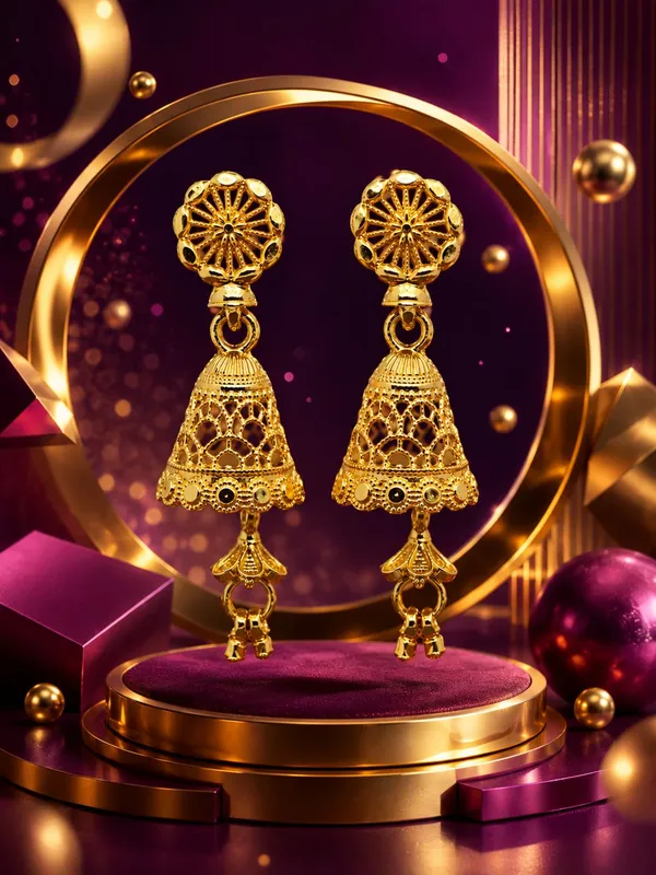 One_Gram_Gold_Plated_Floral_Filigree_Jhumka_Earrings