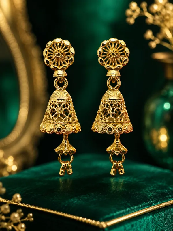 One_Gram_Gold_Plated_Floral_Filigree_Jhumka_Earrings