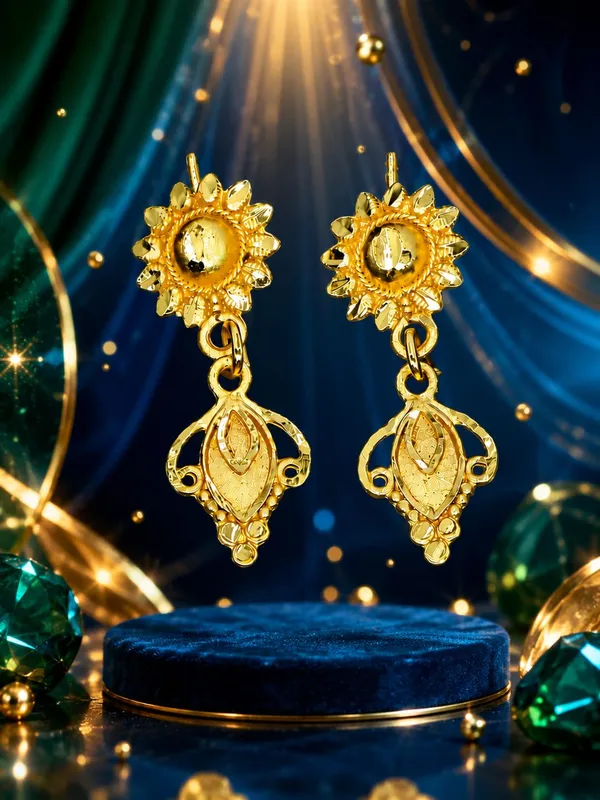 One_Gram_Gold_Plated_Floral_Leaf_Drop_Earrings