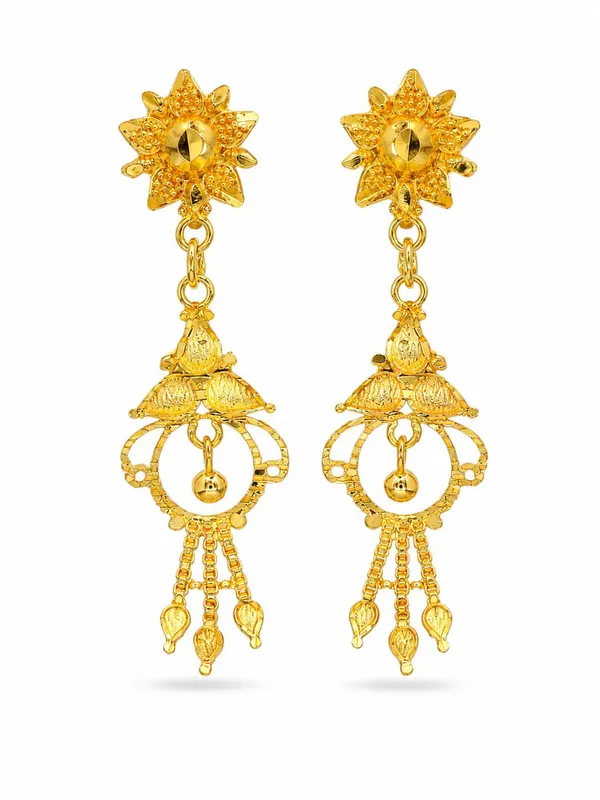 One_Gram_Gold_Plated_Floral_Ring_Drop_Tassel_Earrings