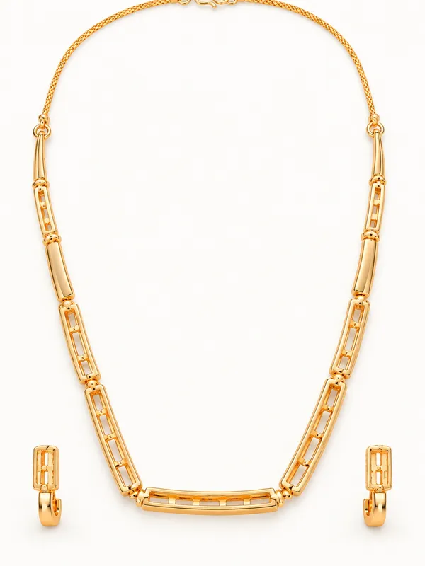 One_Gram_Gold_Plated_Link_Design_Necklace_Set_with_Matching_Earrings