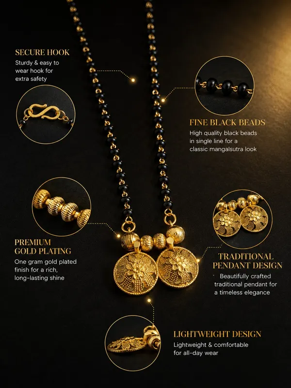 One_Gram_Gold_Plated_Mangalsutra_for_Women_–_18_Inch_1_Line_Black_Bead_Mangalsutra_with_Traditional_Pendant,_Lightweight_Daily_Wear_Mangalsutra_Jewellery
