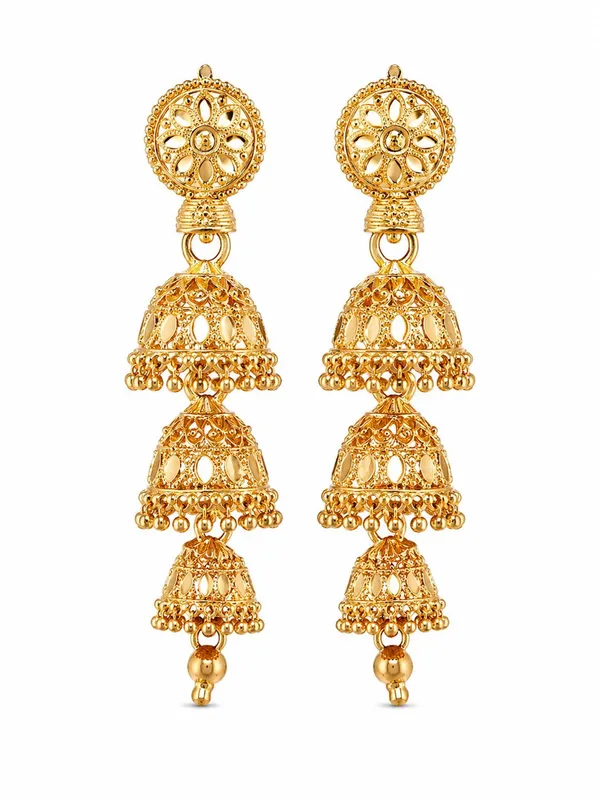 One_Gram_Gold_Plated_Multi-Layer_Floral_Jhumki_Earrings