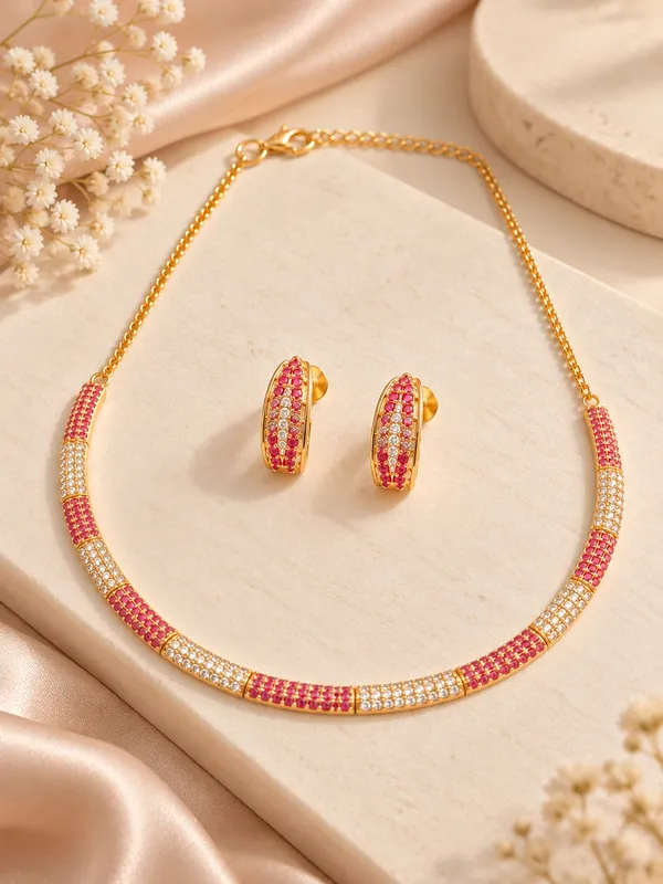 One_Gram_Gold_Plated_Pink_Stone_Necklace_Set_with_Pairing_Earrings