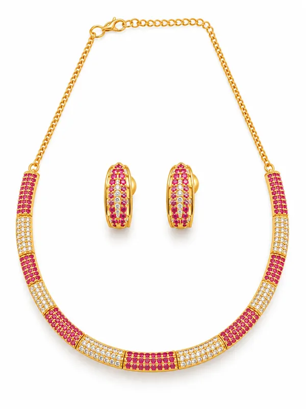 One_Gram_Gold_Plated_Pink_Stone_Necklace_Set_with_Pairing_Earrings