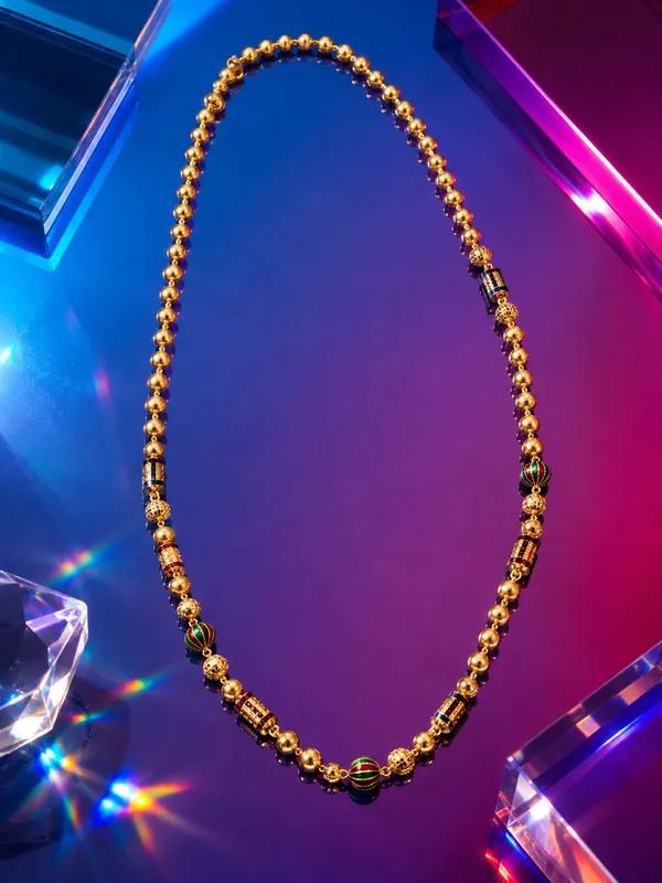One_Gram_Gold_Plated_Traditional_Beaded_Chain_with_Multicolor_Accents