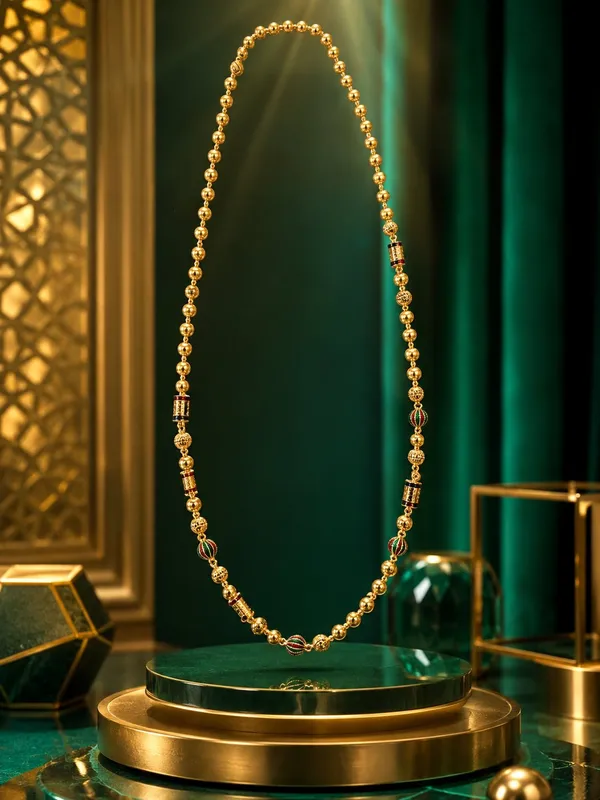 One_Gram_Gold_Plated_Traditional_Beaded_Chain_with_Multicolor_Accents