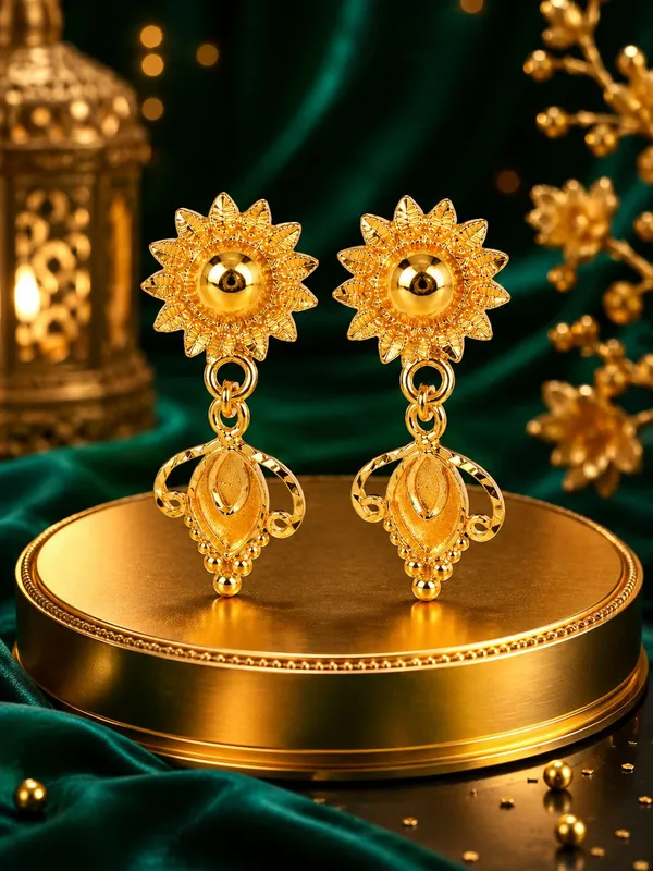 One_Gram_Gold_Plated_Traditional_Floral_Drop_Earrings
