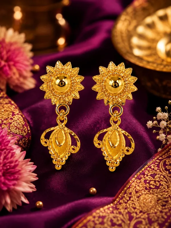 One_Gram_Gold_Plated_Traditional_Floral_Drop_Earrings