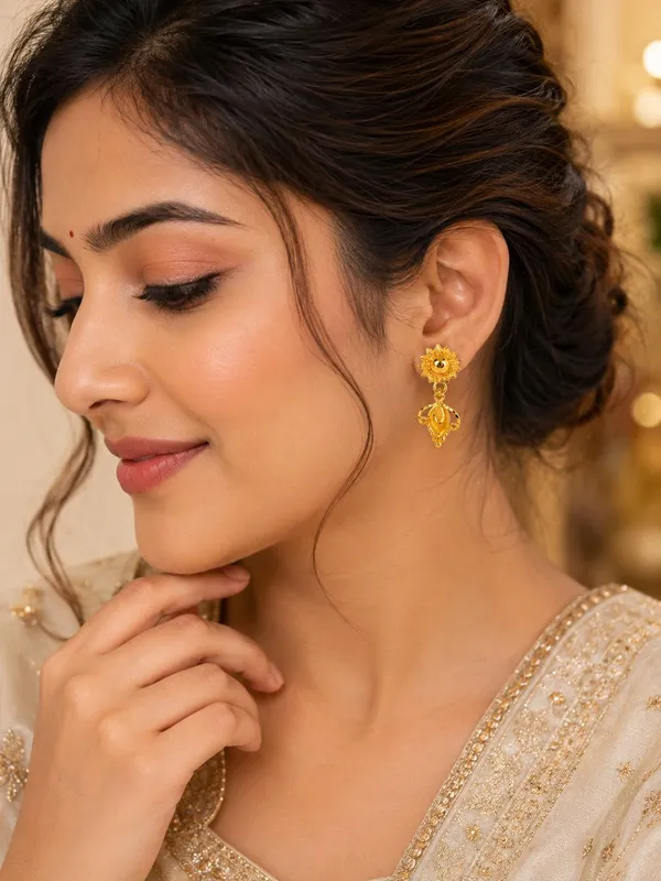 One_Gram_Gold_Plated_Traditional_Floral_Drop_Earrings