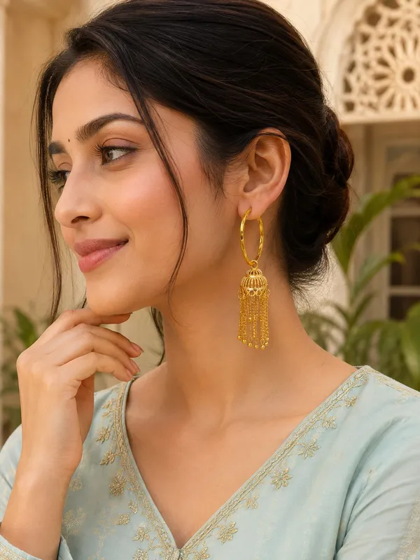 One_Gram_Gold_Plated_Traditional_Jhumki_Earrings_with_Chain_Tassels__Attractive_Product_Name