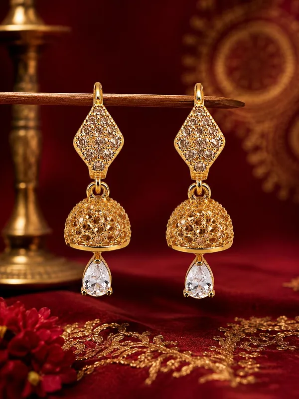 One_Gram_Gold_Plated_Traditional_Jhumki_Earrings_with_Crystal_Drop