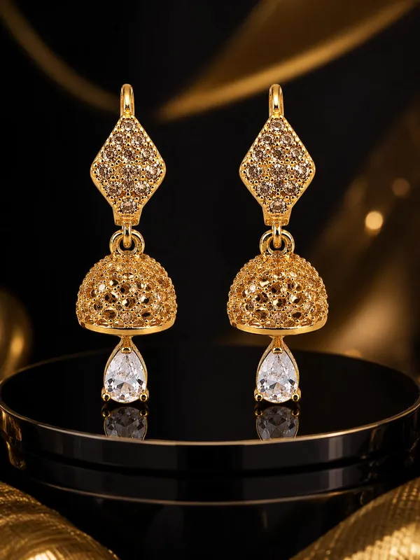One_Gram_Gold_Plated_Traditional_Jhumki_Earrings_with_Crystal_Drop