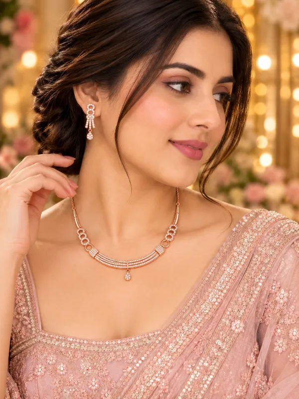 One_Gram_Rose_Gold_Necklace_Set_with_Matching_Earrings