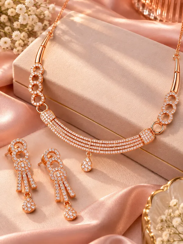 One_Gram_Rose_Gold_Necklace_Set_with_Matching_Earrings