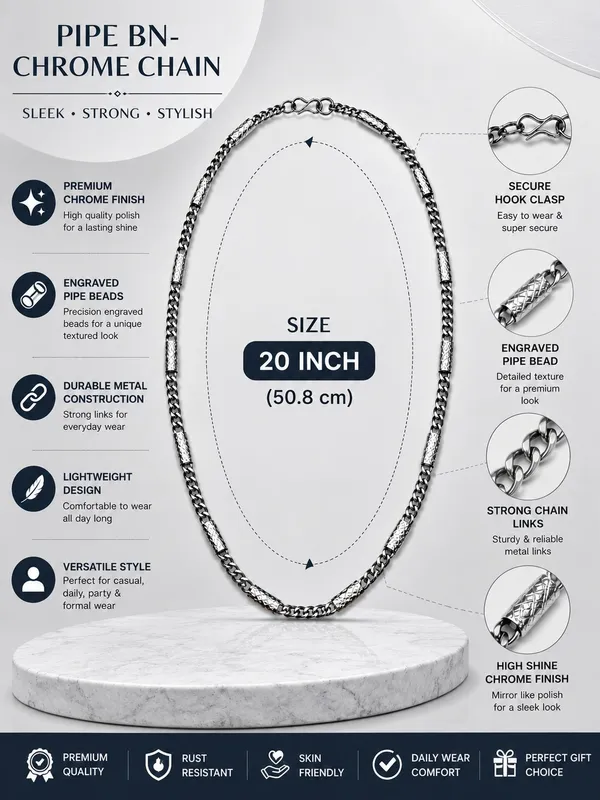 Pipe_Bead_Chrome_Chain_20_Inch