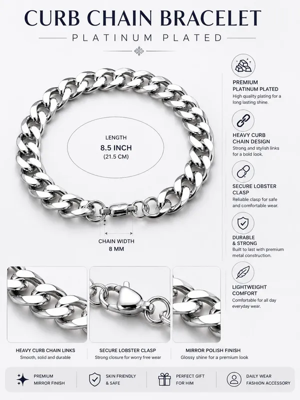 Men's_Curb_Chain_Bracelet,_Platinum_Plated_Silver_Finish,_8mm_Heavy_Link_Chain,_8.5_Inch