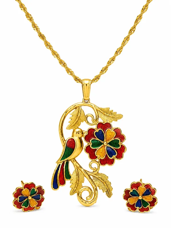 Premium_Meenakari_Bird_&_Floral_Pendant_Set_with_Matching_Earrings