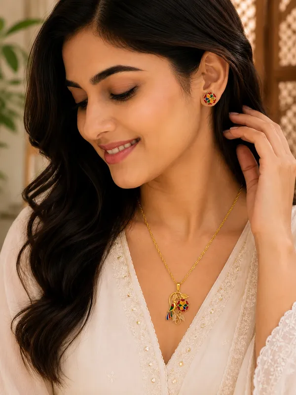 Premium_Meenakari_Bird_&_Floral_Pendant_Set_with_Matching_Earrings