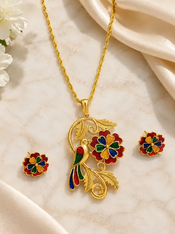 Premium_Meenakari_Bird_&_Floral_Pendant_Set_with_Matching_Earrings