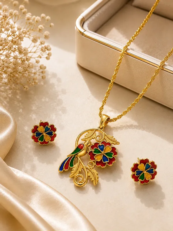 Premium_Meenakari_Bird_&_Floral_Pendant_Set_with_Matching_Earrings