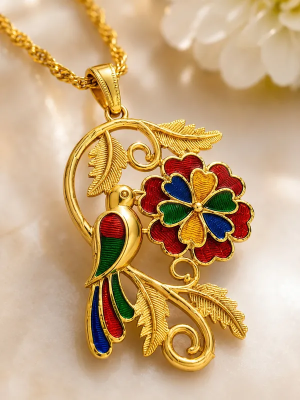 Premium_Meenakari_Bird_&_Floral_Pendant_Set_with_Matching_Earrings