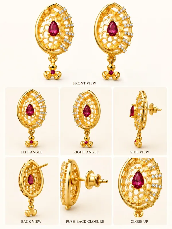 Premium_Ruby_Pink_AD_Stone_Gold_Plated_Drop_Earrings