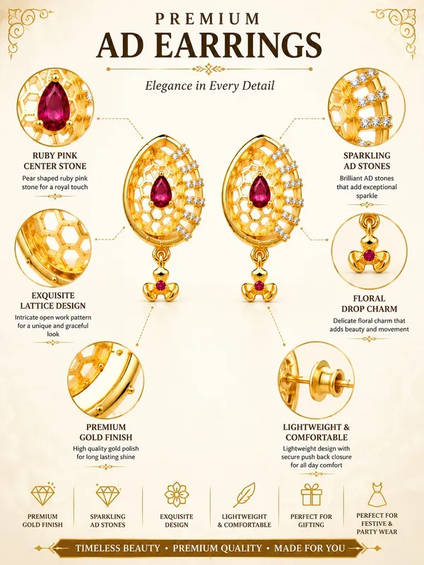 Premium_Ruby_Pink_AD_Stone_Gold_Plated_Drop_Earrings