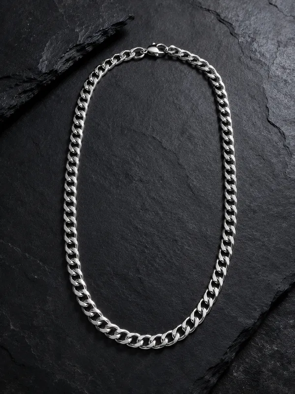 Premium_Silver_Finish_Curb_Link_Chain_for_Men_–_20_Inch_Interlocking_Chain_Necklace