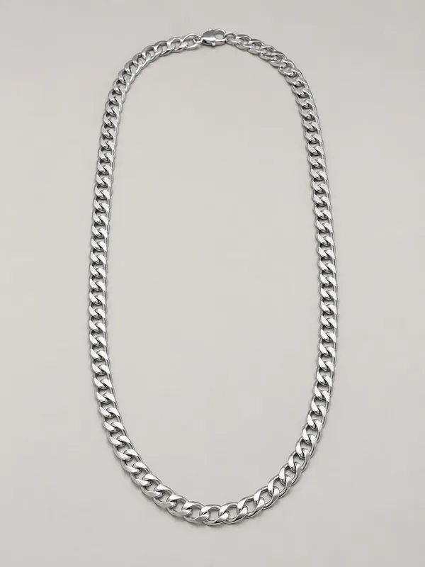 Premium_Silver_Finish_Curb_Link_Chain_for_Men_–_20_Inch_Interlocking_Chain_Necklace