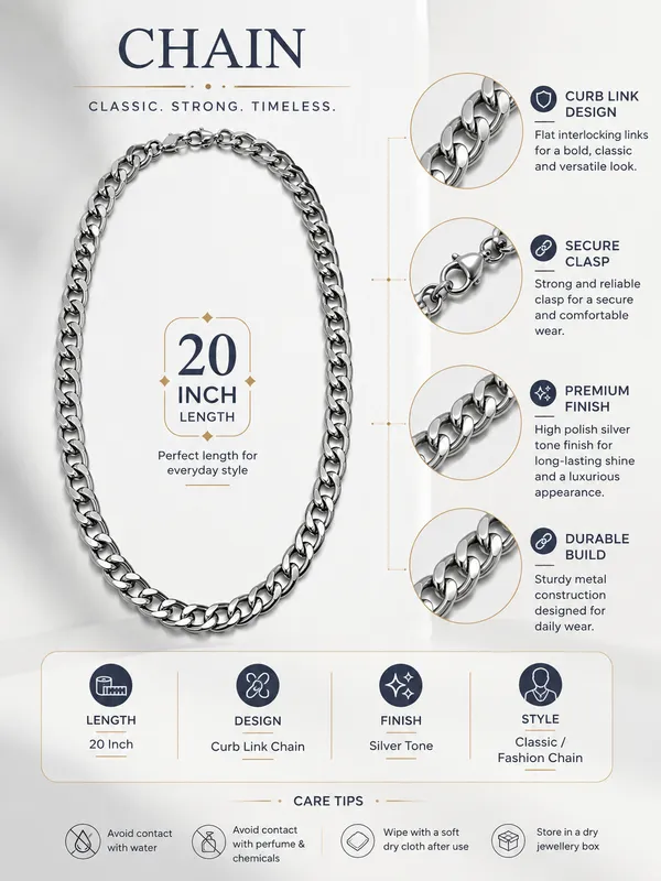 Premium_Silver_Tone_Curb_Link_Chain_for_Men_–_20_Inch_Classic_Fashion_Chain_Necklace